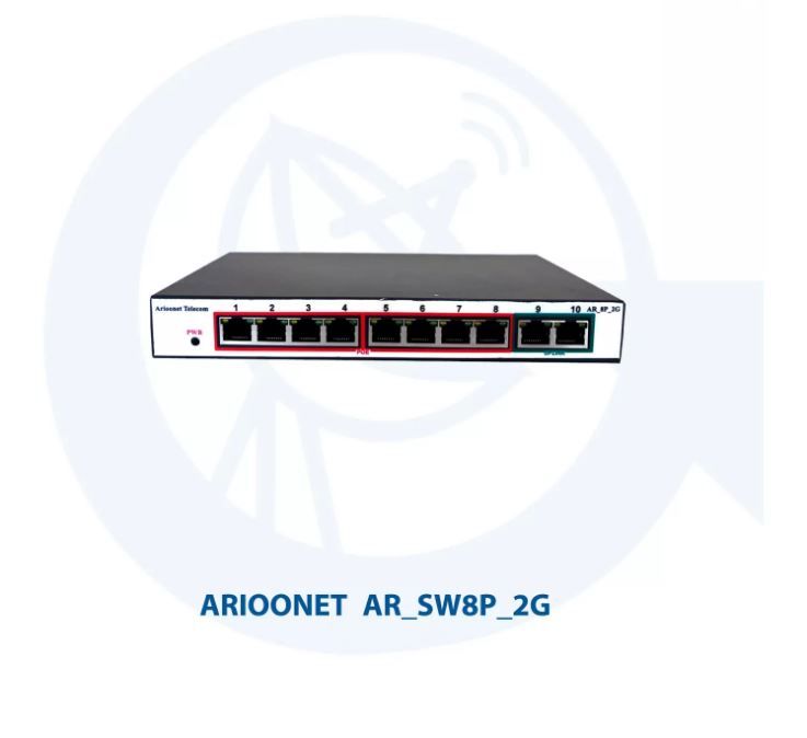 سوئیچ شبکه PoE آریونت 10 پورت AR-SW8P-2G