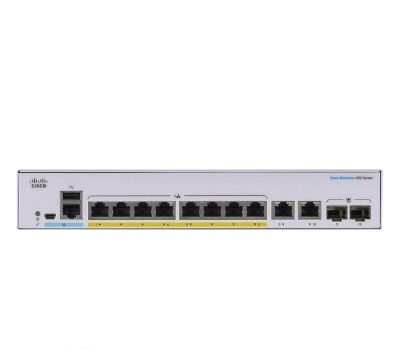 سوئیچ شبکه PoE سیسکو 8 پورت CBS350-8T-E-2G